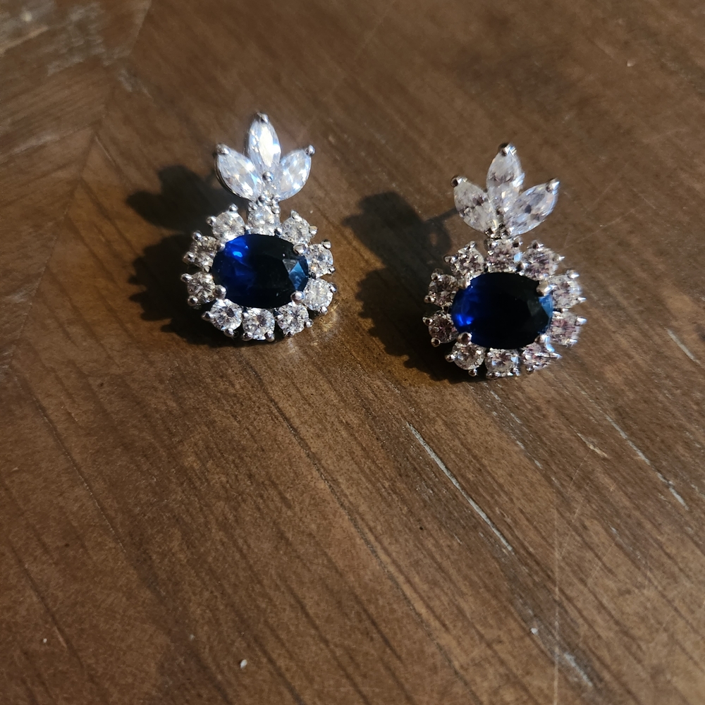 Landau Sapphire Blue and Silver Earrings